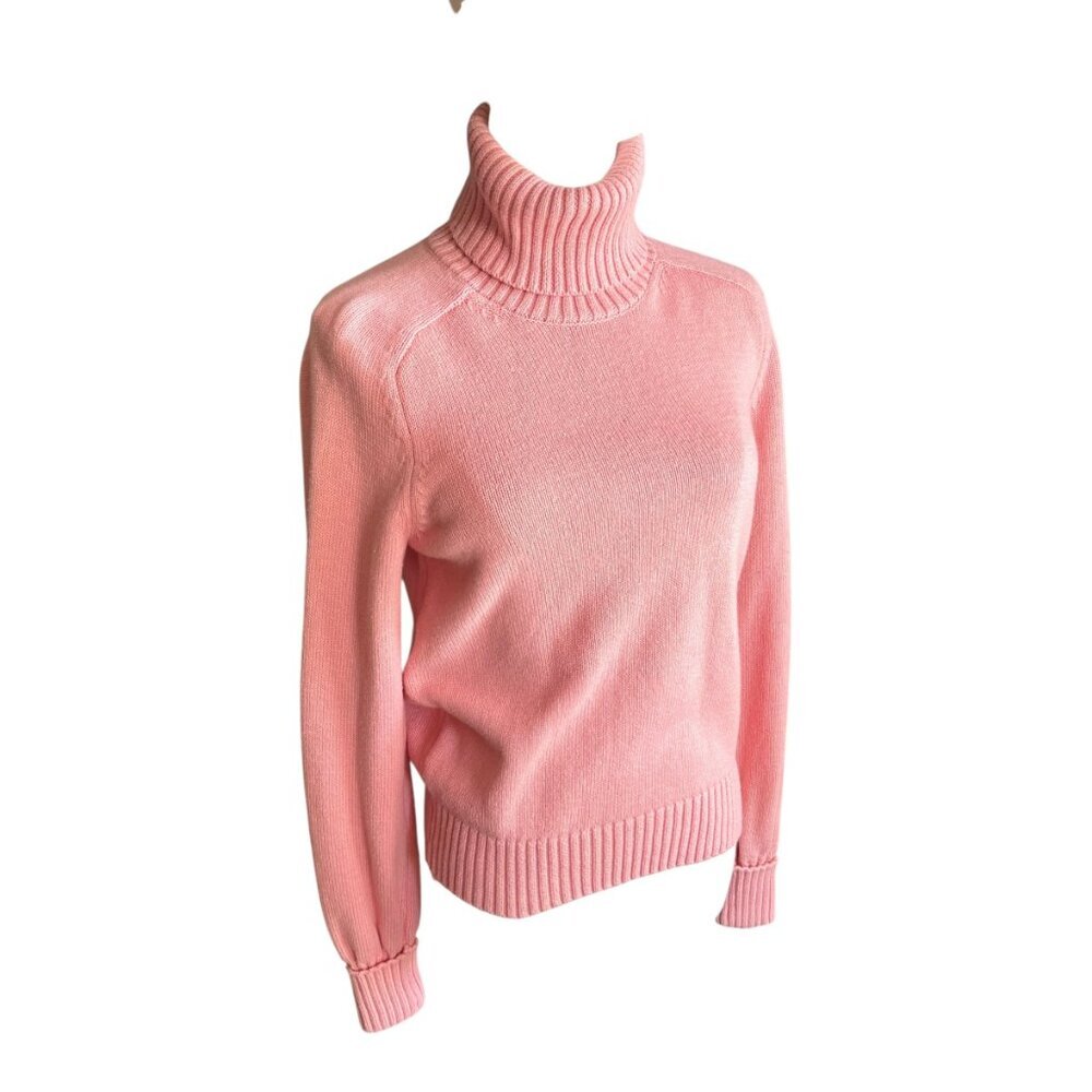 Etched Pink Turtleneck Sweater Size M | Ribbed Neck & Cuffs | Soft Knit Pullover